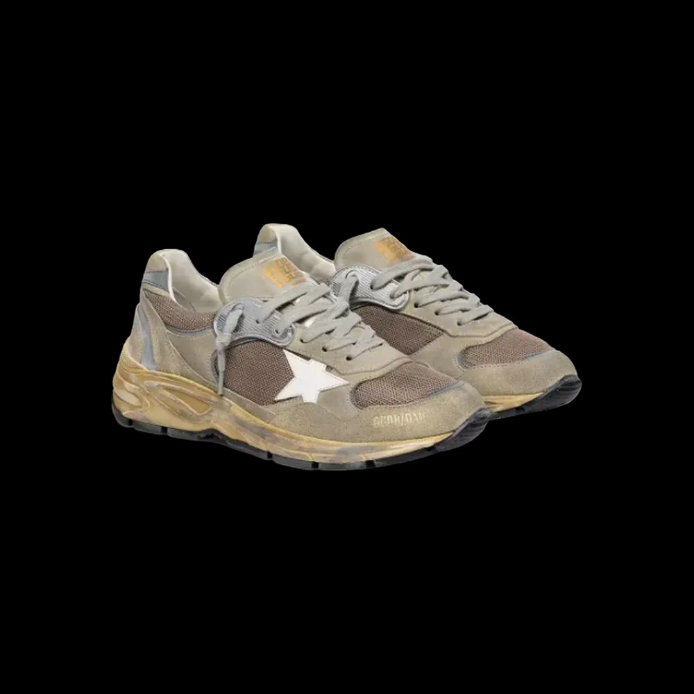Golden Goose Dad-Star In Dove-Gray Suede And Silver Mesh With White Leather Star - HypeFly India View 3