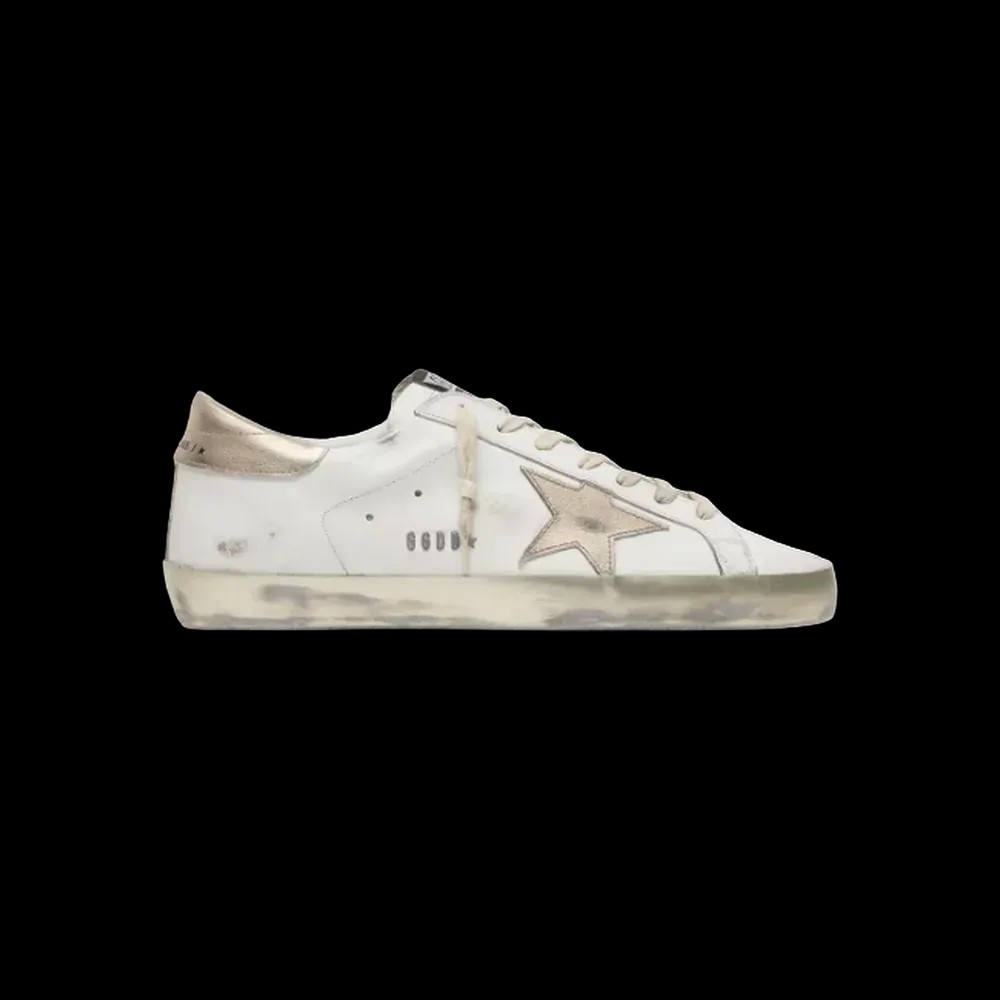 Golden Goose Super-Star With Gold Sparkle Foxing And Metal Stud Lettering - HypeFly India View 1