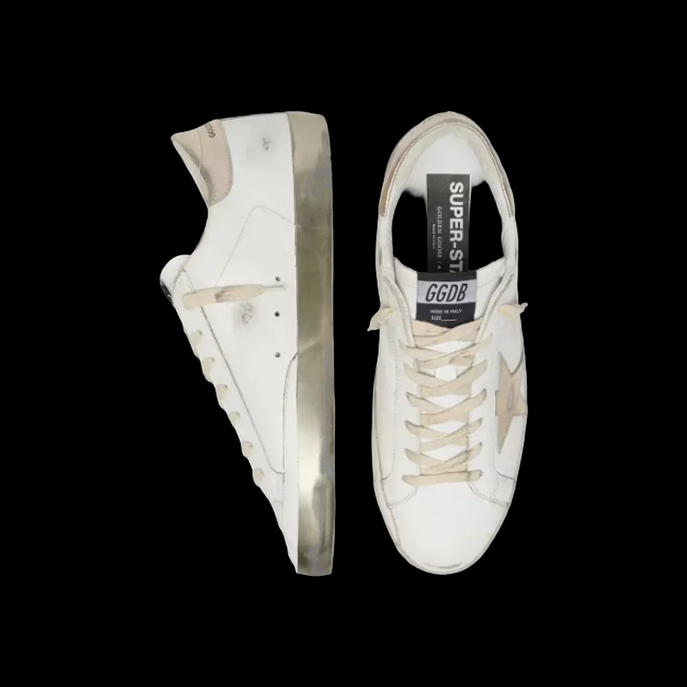 Golden Goose Super-Star With Gold Sparkle Foxing And Metal Stud Lettering - HypeFly India View 3