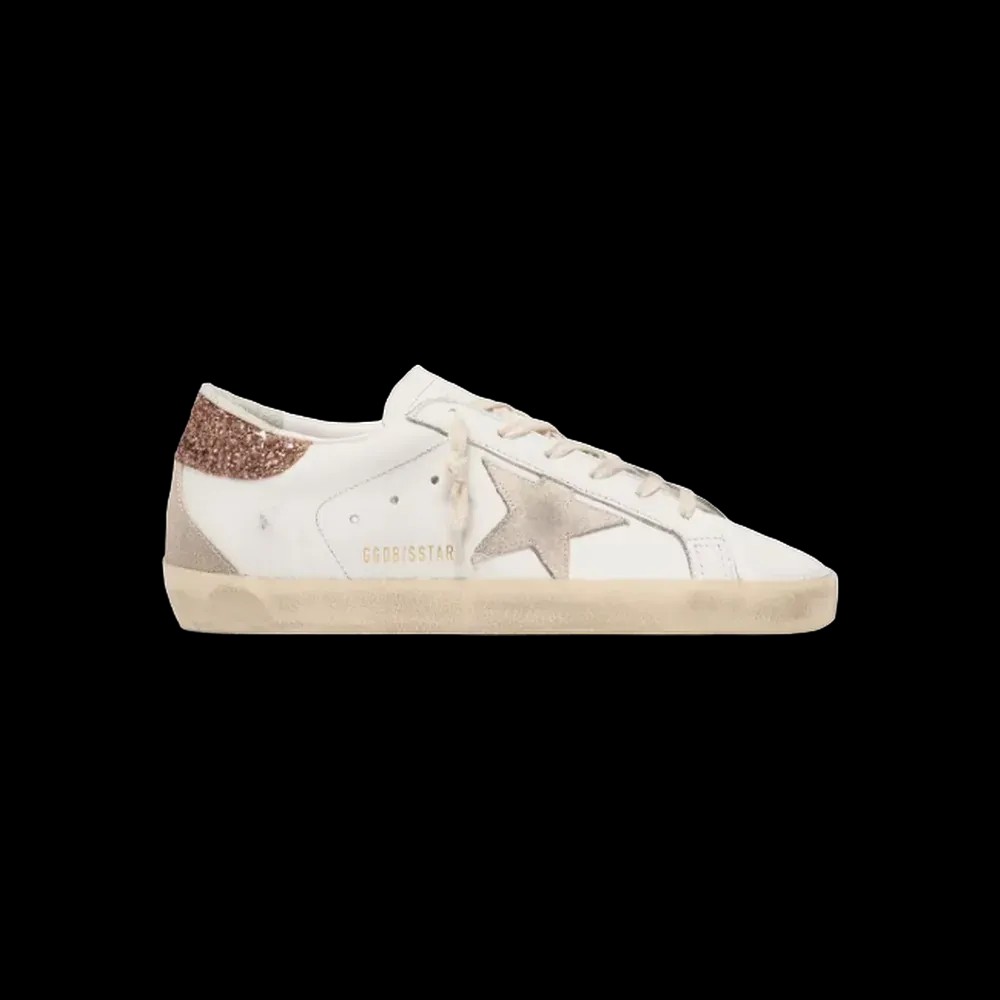 Golden Goose Super-Star With A Suede Star And Peach-Pink Glitter Heel Tab - HypeFly India View 1