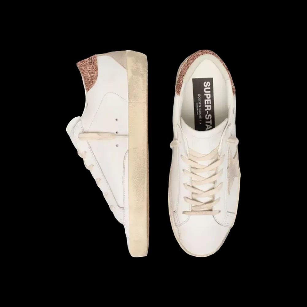 Golden Goose Super-Star With A Suede Star And Peach-Pink Glitter Heel Tab - HypeFly India View 2