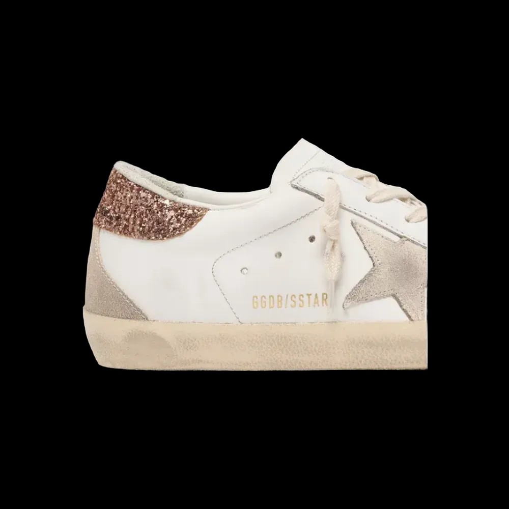 Golden Goose Super-Star With A Suede Star And Peach-Pink Glitter Heel Tab - HypeFly India View 5