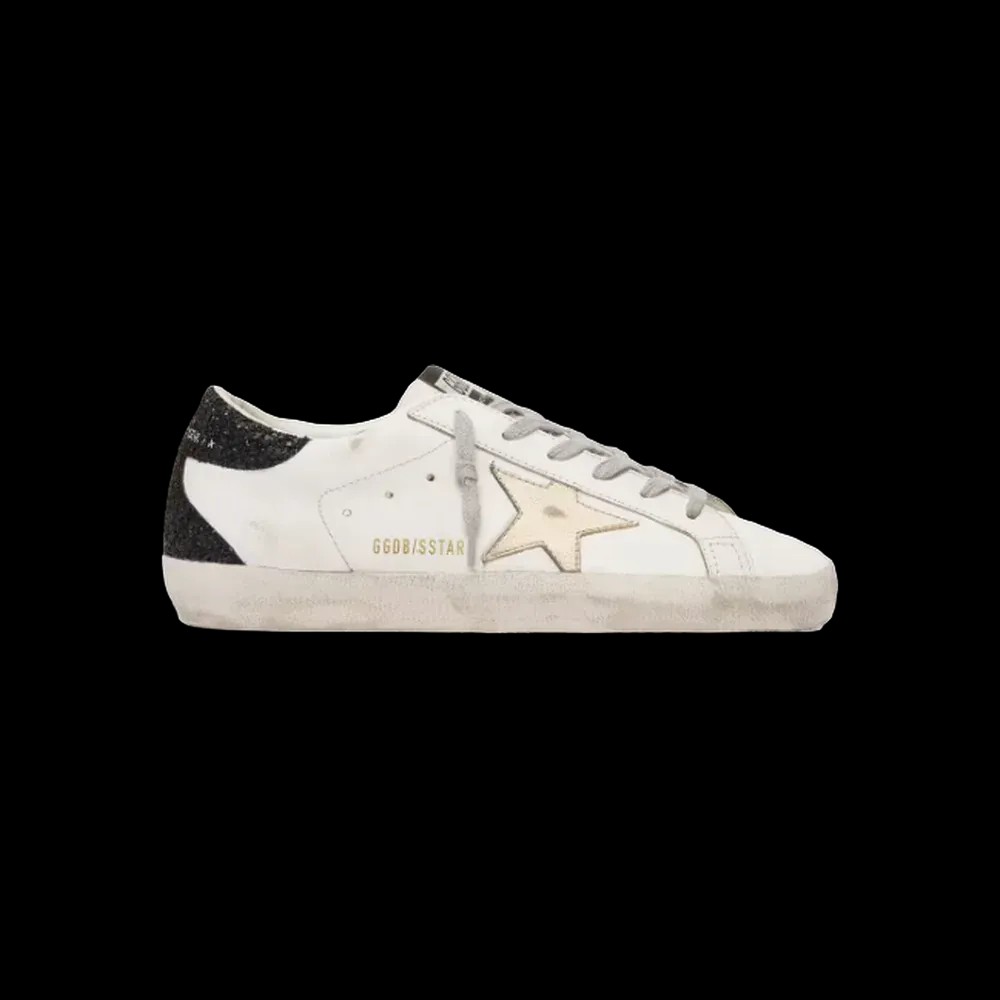 Golden Goose Super-Star With Gold Star And Black Glitter Heel Tab - HypeFly India View 1