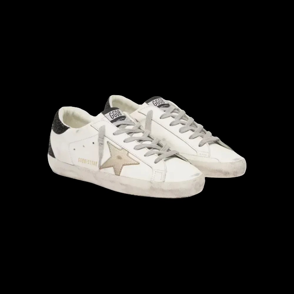 Golden Goose Super-Star With Gold Star And Black Glitter Heel Tab - HypeFly India View 3