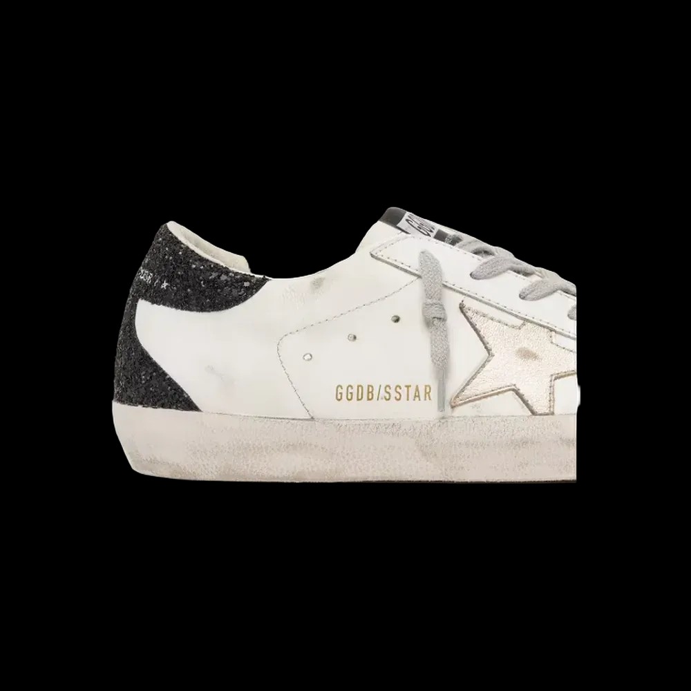 Golden Goose Super-Star With Gold Star And Black Glitter Heel Tab - HypeFly India View 4