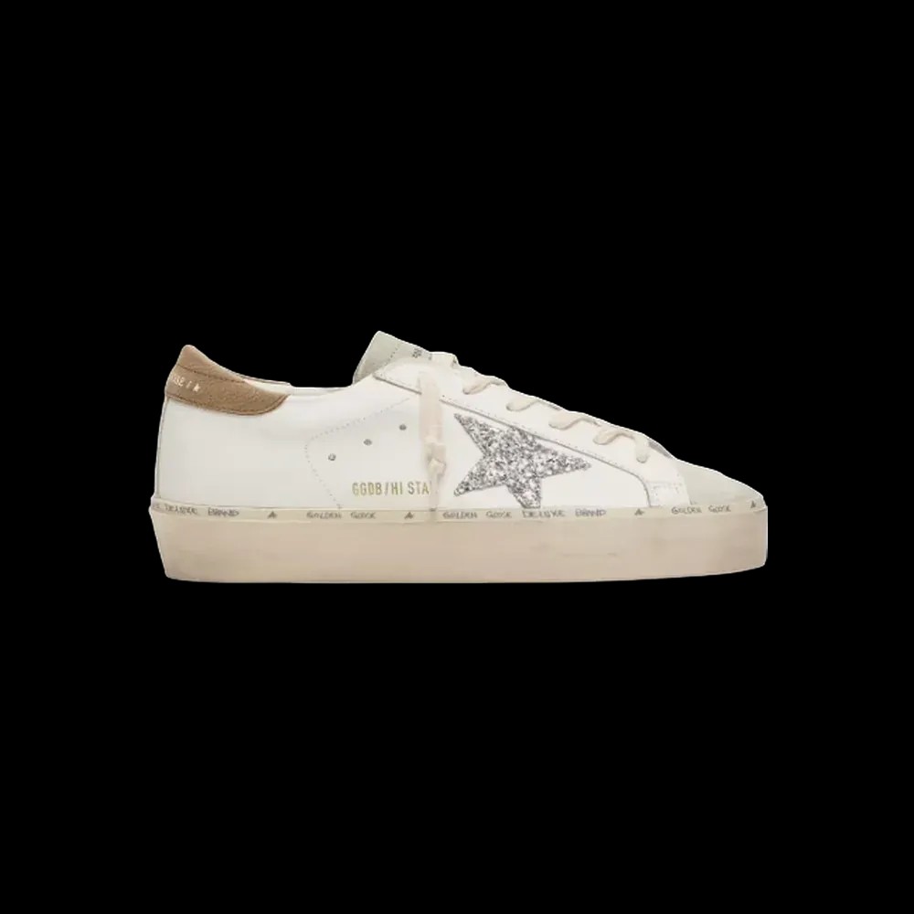 Golden Goose Hi Star With Silver Glitter Star And Dove-Gray Nubuck Heel Tab - HypeFly India View 1
