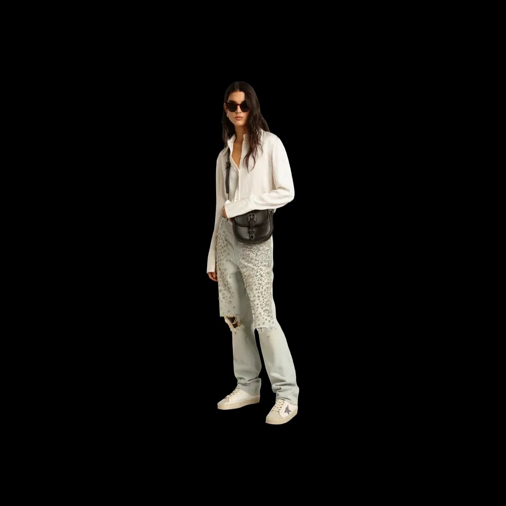 Golden Goose Hi Star With Silver Glitter Star And Dove-Gray Nubuck Heel Tab - HypeFly India View 4