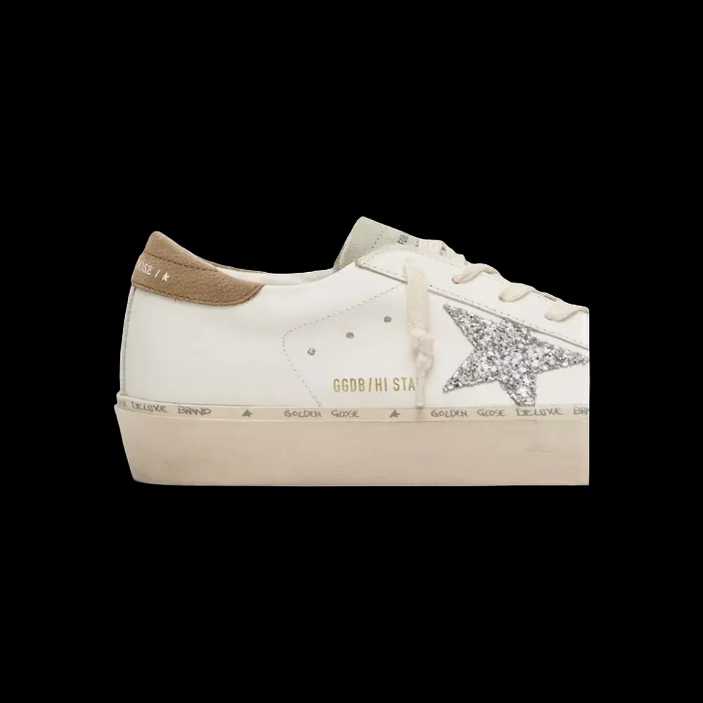 Golden Goose Hi Star With Silver Glitter Star And Dove-Gray Nubuck Heel Tab - HypeFly India View 3