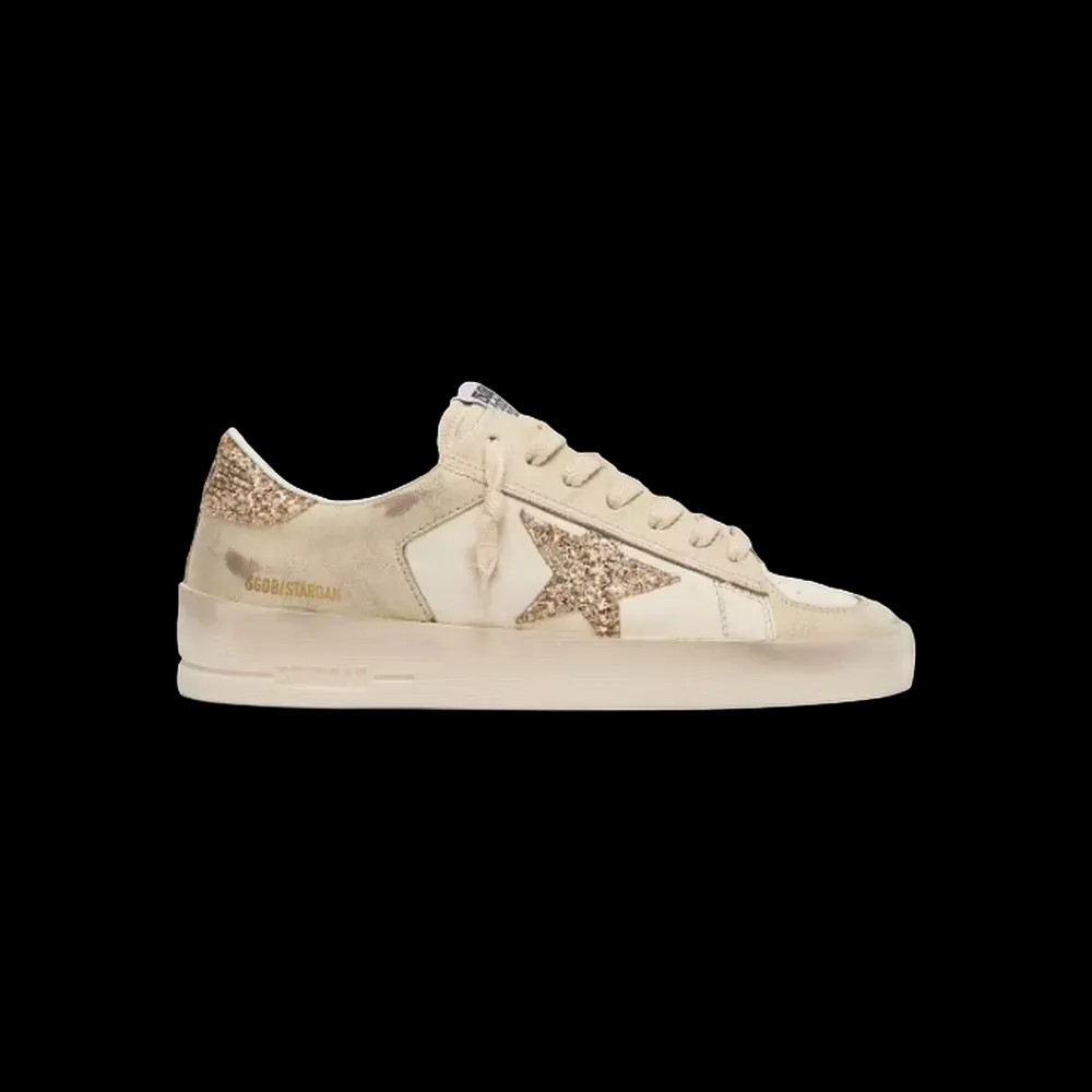 Golden Goose Stardan In Ecru Nappa Leather With Gold Glitter Star - HypeFly India View 1