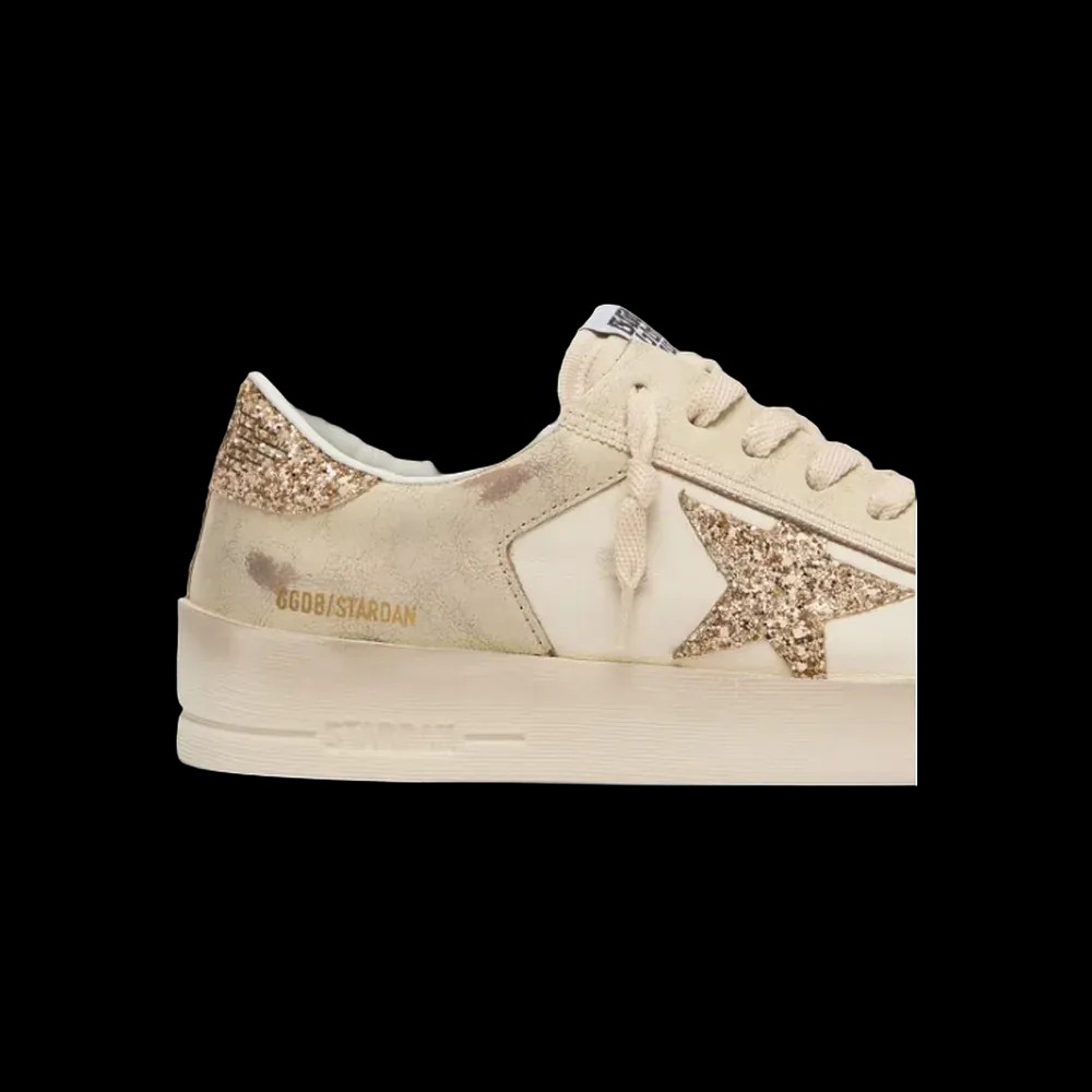 Golden Goose Stardan In Ecru Nappa Leather With Gold Glitter Star - HypeFly India View 5