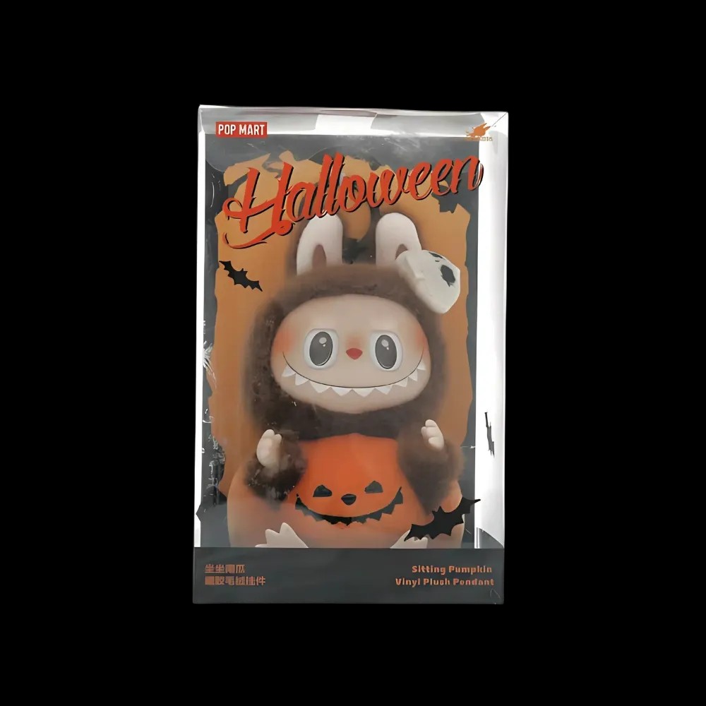 Pop Mart Labubu Happy Halloween Party Series-Sitting Pumpkin Vinyl Plush Pendant - HypeFly India View 1