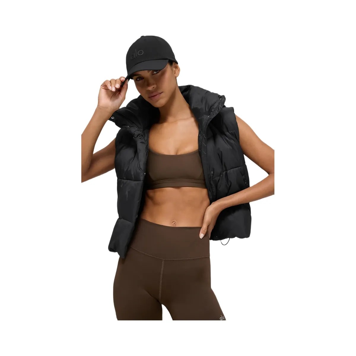 Alo Women's Gold Rush Puffer Vest - Black - HypeFly India View 1