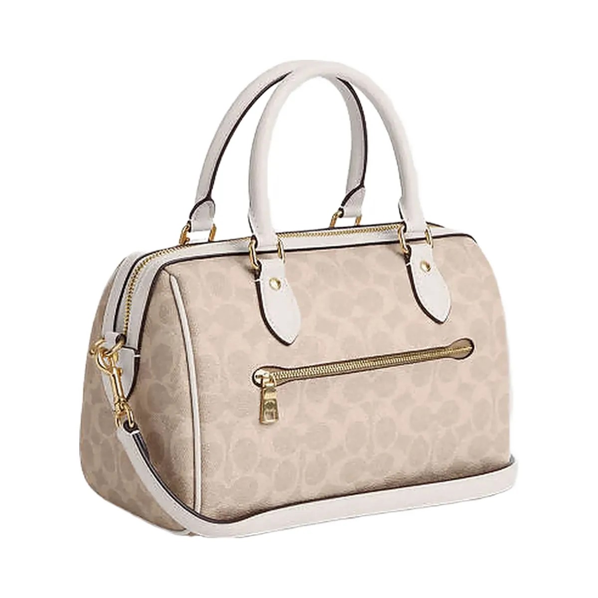 Coach Rowan Satchel Bag In Signature Canvas Signature Canvas-Gold-Sand-Chalk - HypeFly India View 4