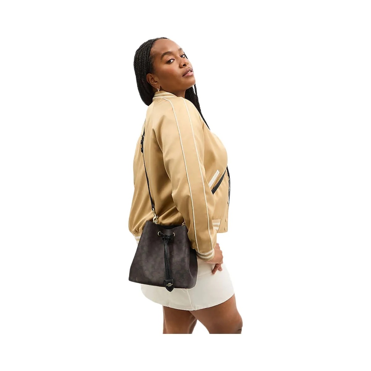 Coach Rowan Bucket Bag In Signature Canvas Signature Canvas-Gold-Walnut-Black - HypeFly India View 1