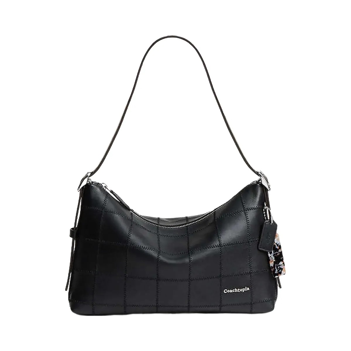 Coach Alter/Ego Slouchy Shoulder Bag In Checkerboard Upcrafted Leather Black - HypeFly India View 1