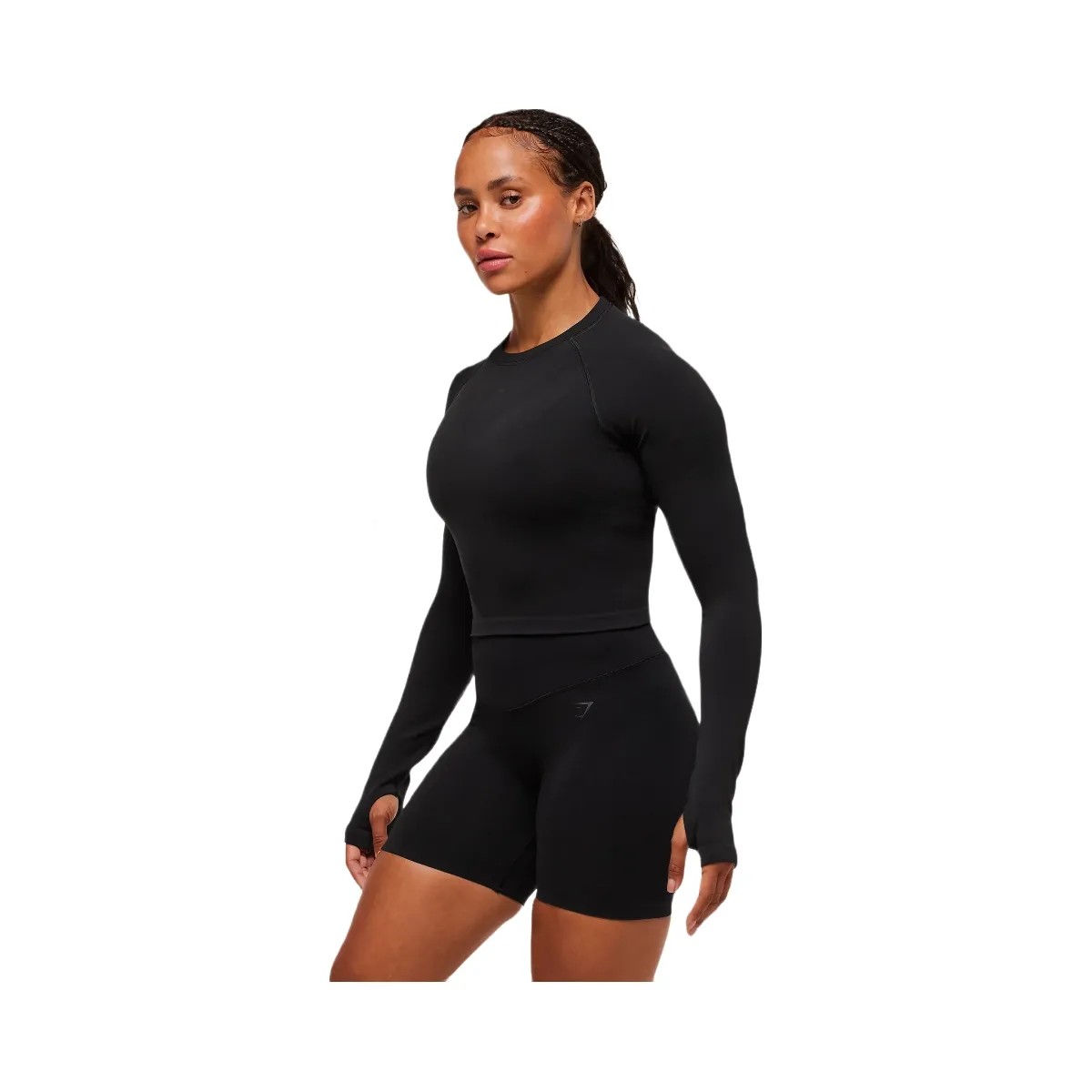 Gymshark Activate Long Sleeve Crop Top - Black - HypeFly India View 2