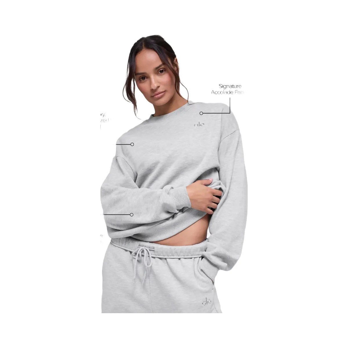 Alo Women's Accolade Crew Neck Pullover - Athletic Heather Grey - HypeFly India View 1