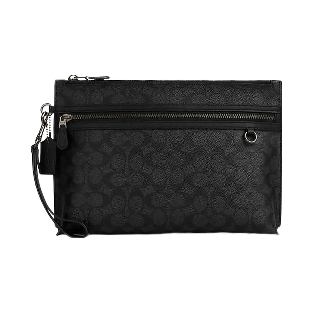 Coach Carry All Pouch In Signature Canvas Signature Canvas-Gunmetal-Charcoal-Black - HypeFly India View 1