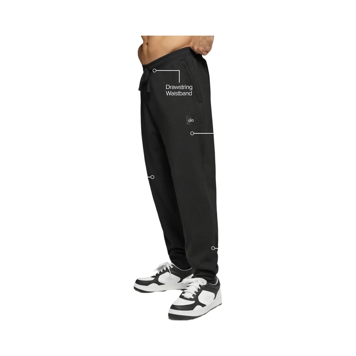 Alo Men's Waffle Lounge Jogger - Black - HypeFly India View 3