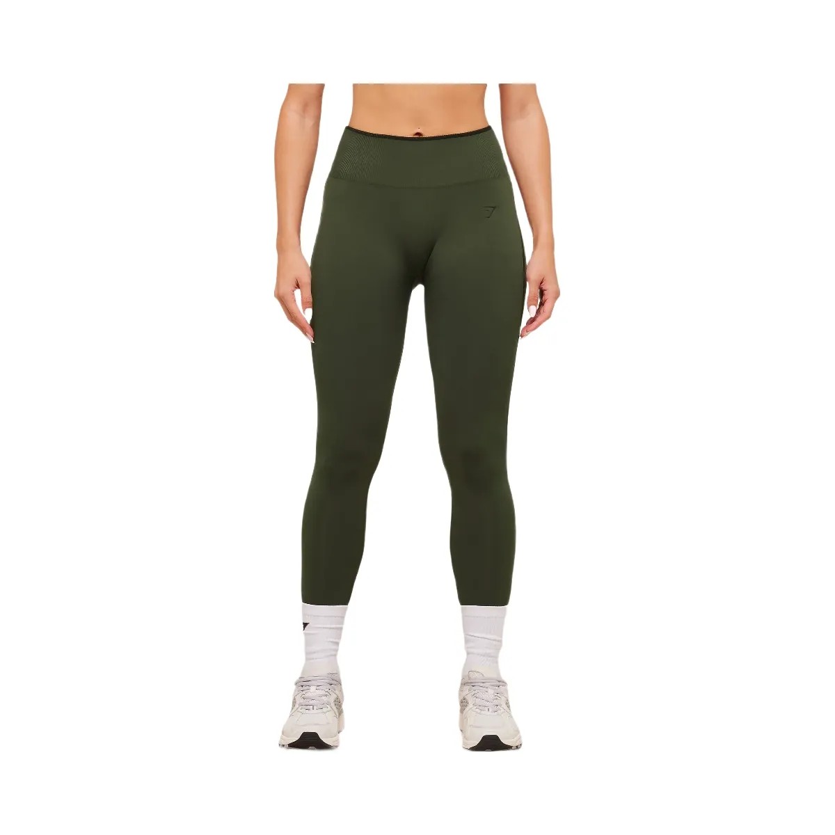 Gymshark Everyday Seamless Contrast Legging - Winter Olive/Black - HypeFly India View 1