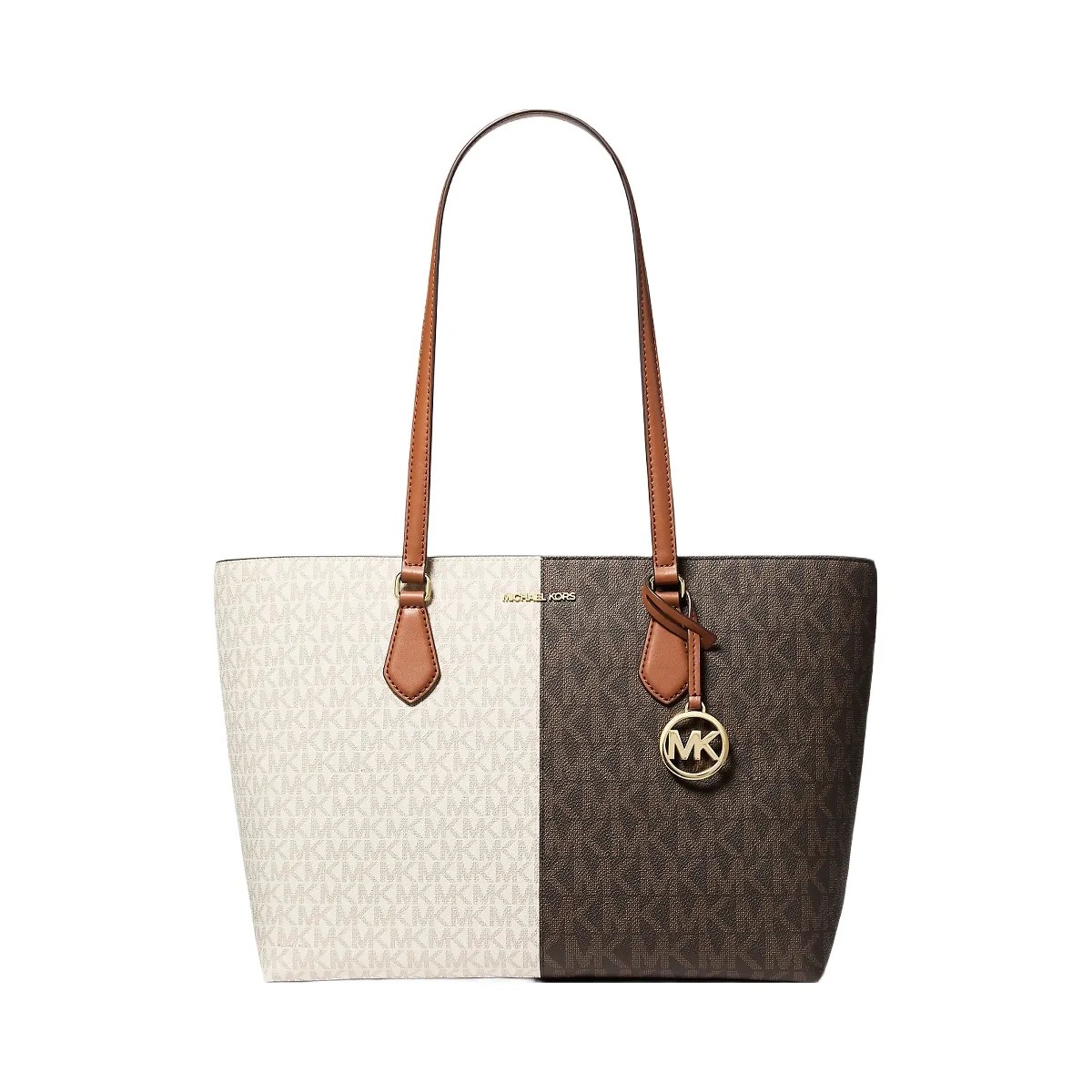Michael Kors Sheila Large Two-Tone Signature Logo Tote Bag Brown Multi - HypeFly India View 1