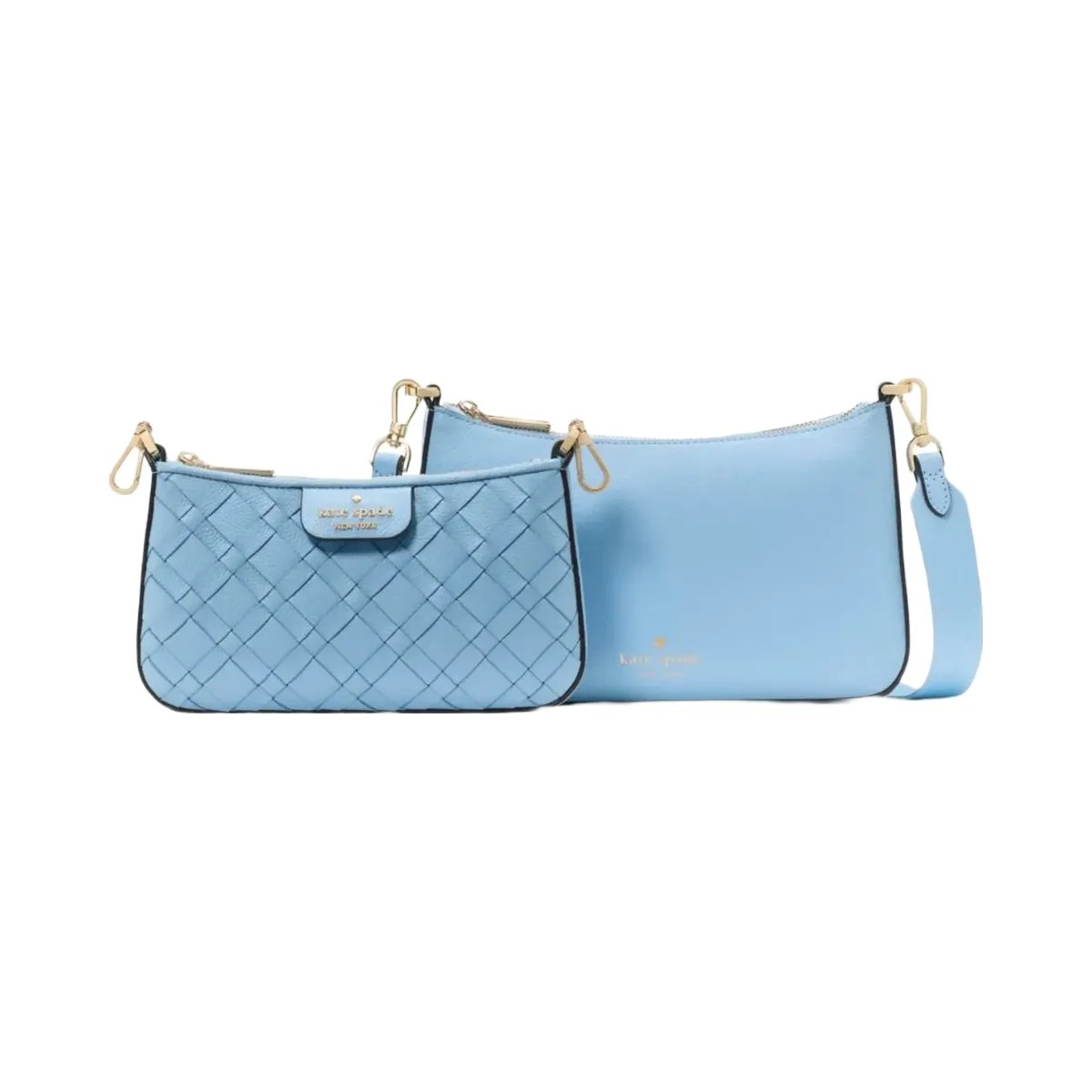 Kate Spade Duet Woven Leather Crossbody Montauk Blue - HypeFly India View 1