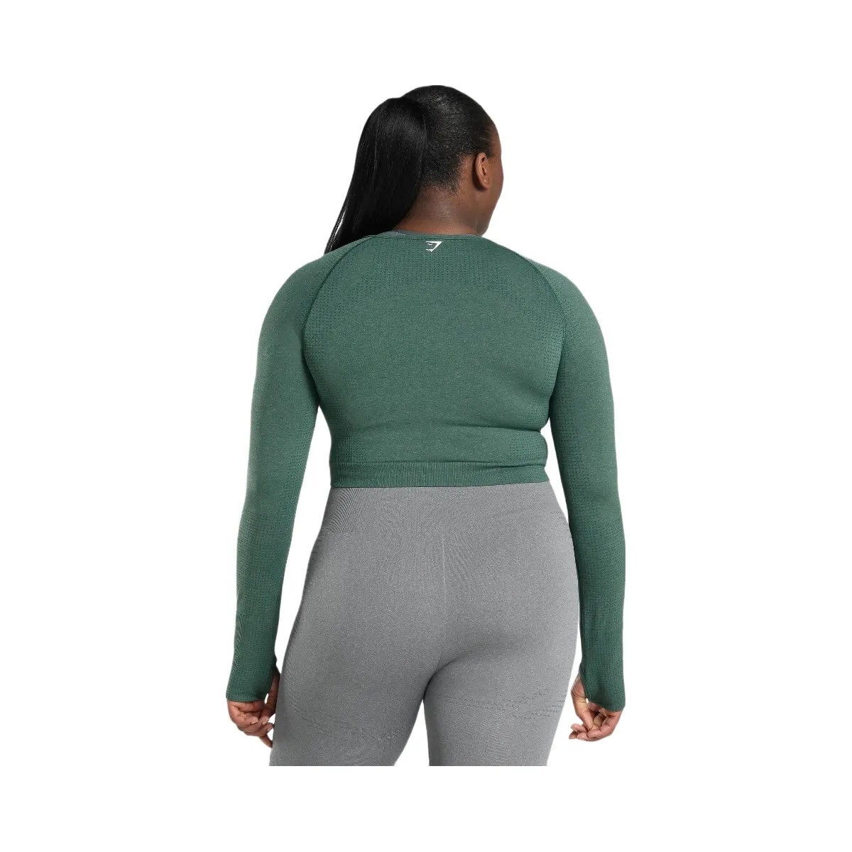 Gymshark Vital Crop Top - Dark Green Marl - HypeFly India View 3