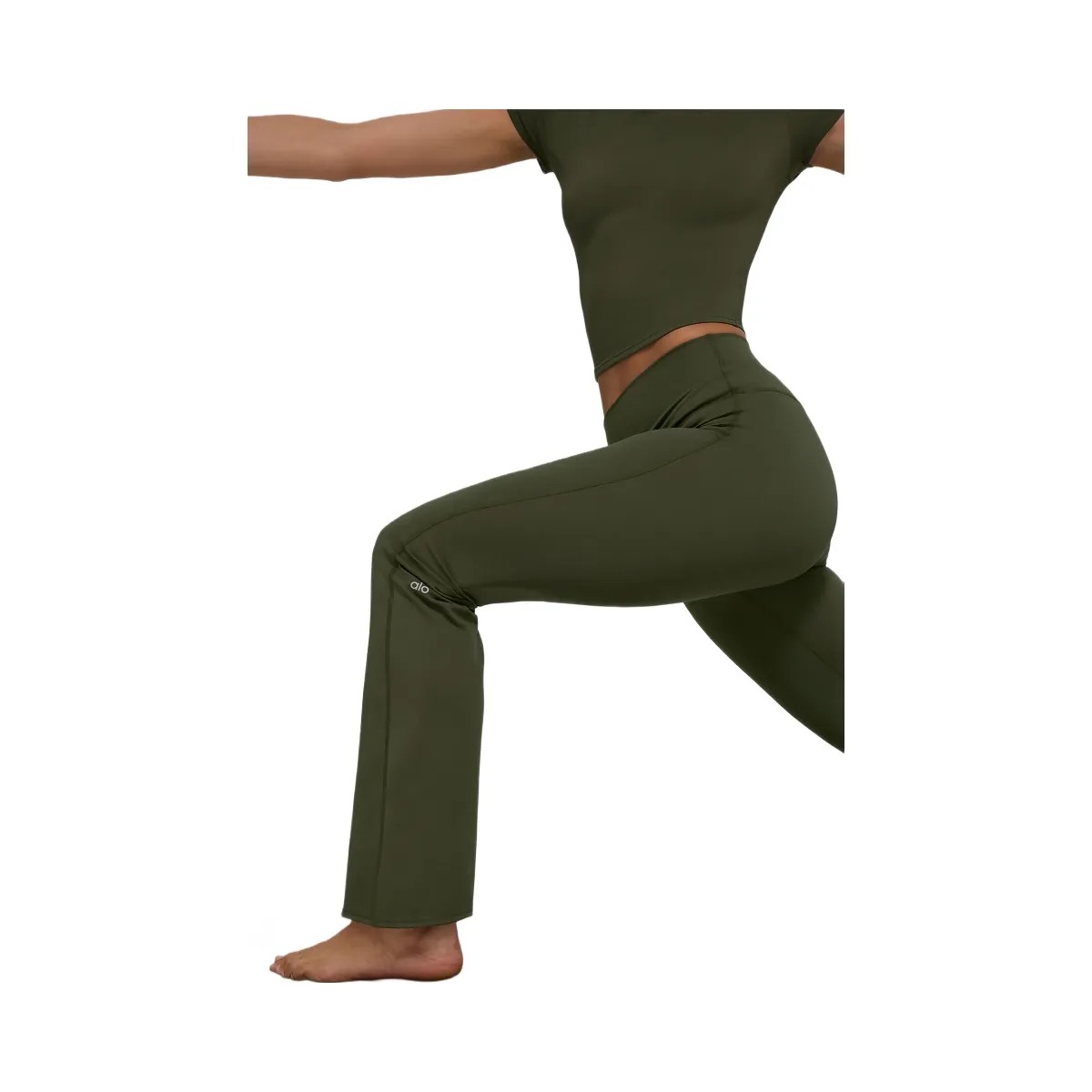Alo Women's ALO Softsculpt High-Waist 7/8 Bootcut Legging - Green Olive - HypeFly India View 2
