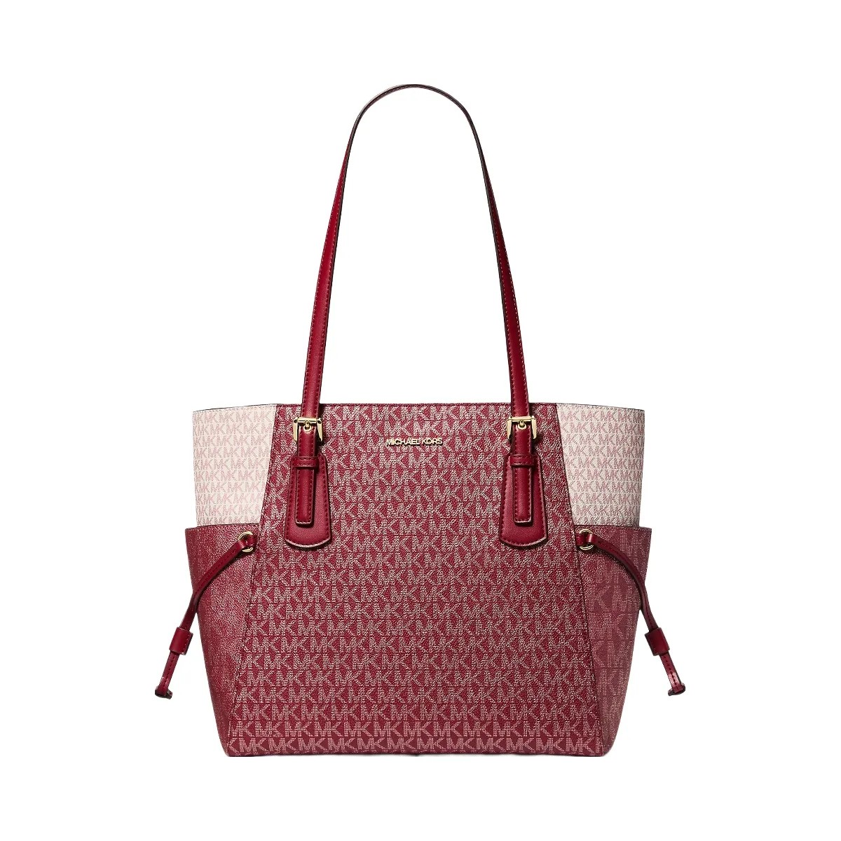 Michael Kors Voyager Large Color-Block Metallic Signature Logo Tote Bag Cherry - HypeFly India View 1