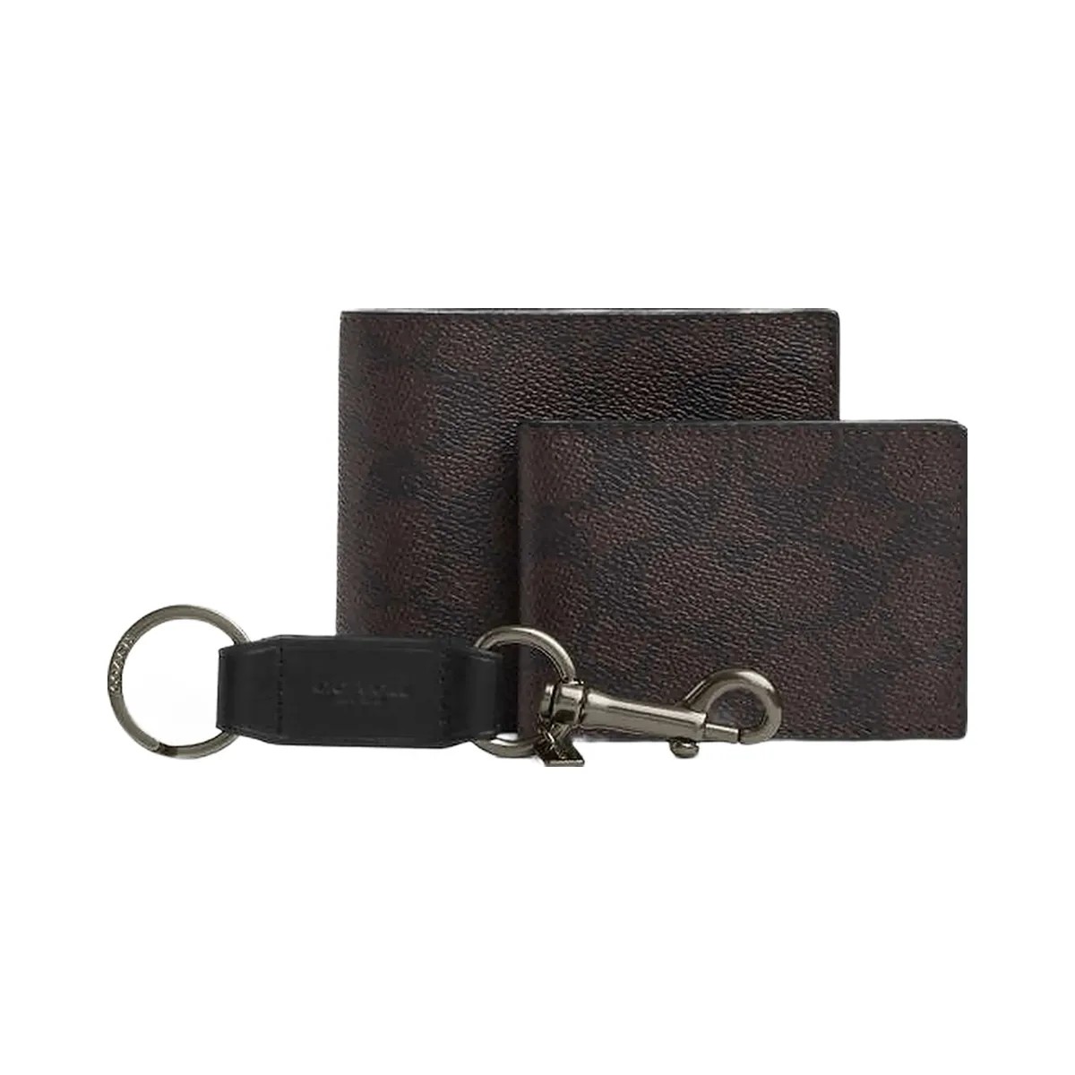 Coach Boxed 3 In 1 Wallet Gift Set In Signature Canvas Signature Canvas-Qb-Walnut-Black - HypeFly India View 3
