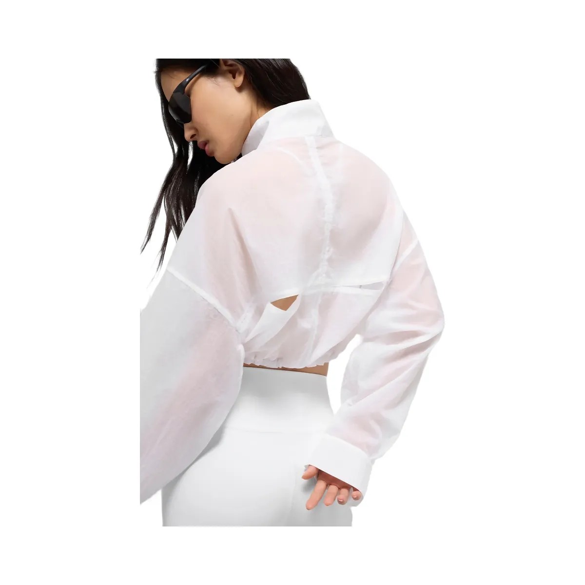 Alo Women's Cropped 1/4 Zip Aerial Pullover - White - HypeFly India View 3