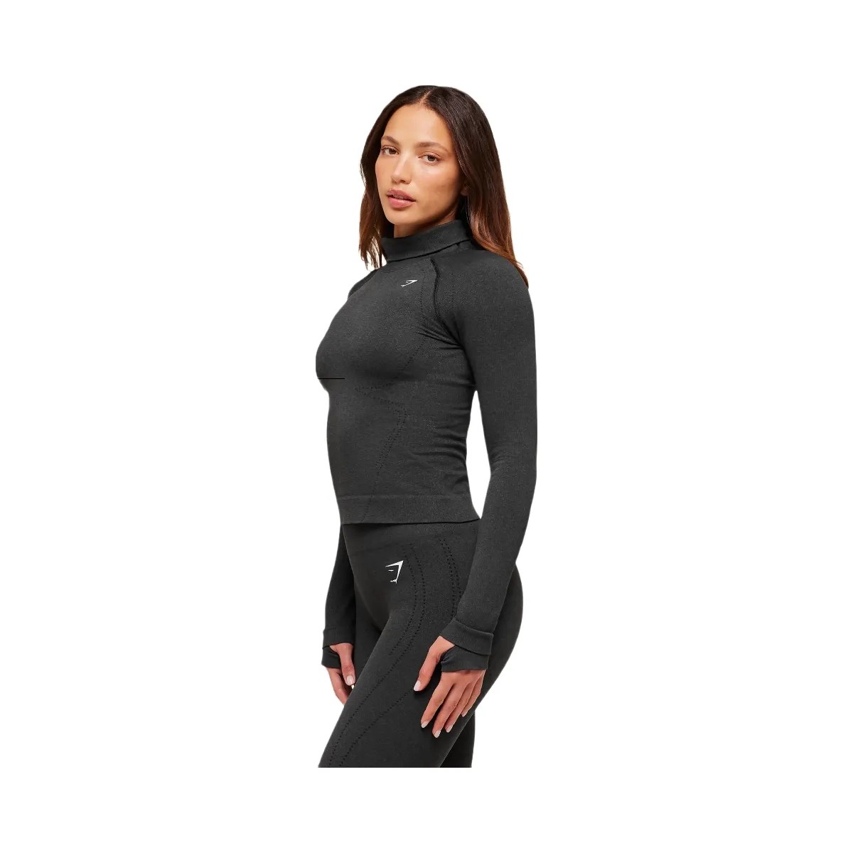 Gymshark Vital Warm Long Sleeve Top - Black Marl - HypeFly India View 2