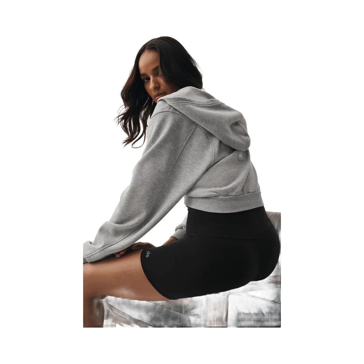 Alo Women's 5" Airbrush High-Waist Biker Short - Black - HypeFly India View 3