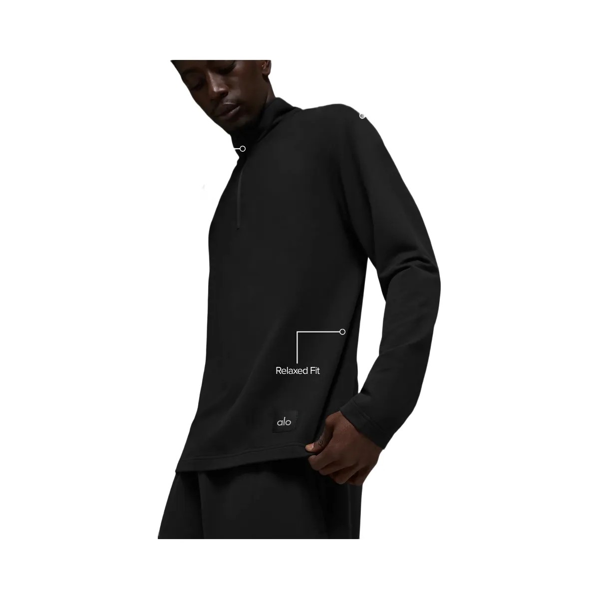 Alo Men's Double Take Long Sleeve 1/4 Zip - Black - HypeFly India View 2