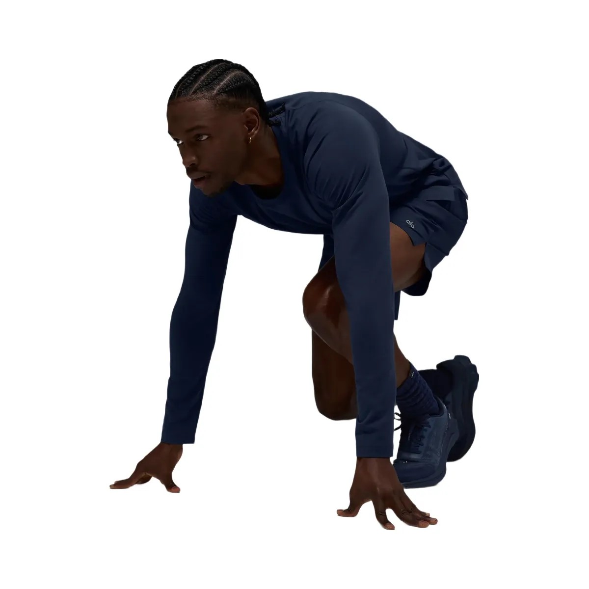 Alo Men's ALO Vapor Crewneck Long Sleeve - Navy - HypeFly India View 3