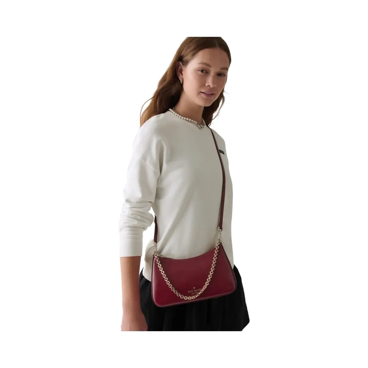Kate Spade Margot Textured Patent Leather Convertible Crossbody Red Jam - HypeFly India View 2
