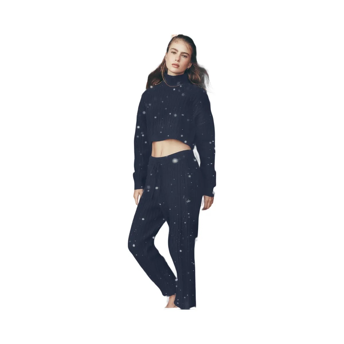 Alo Women's Cable Knit Winter Bliss Pant - Navy - HypeFly India View 5
