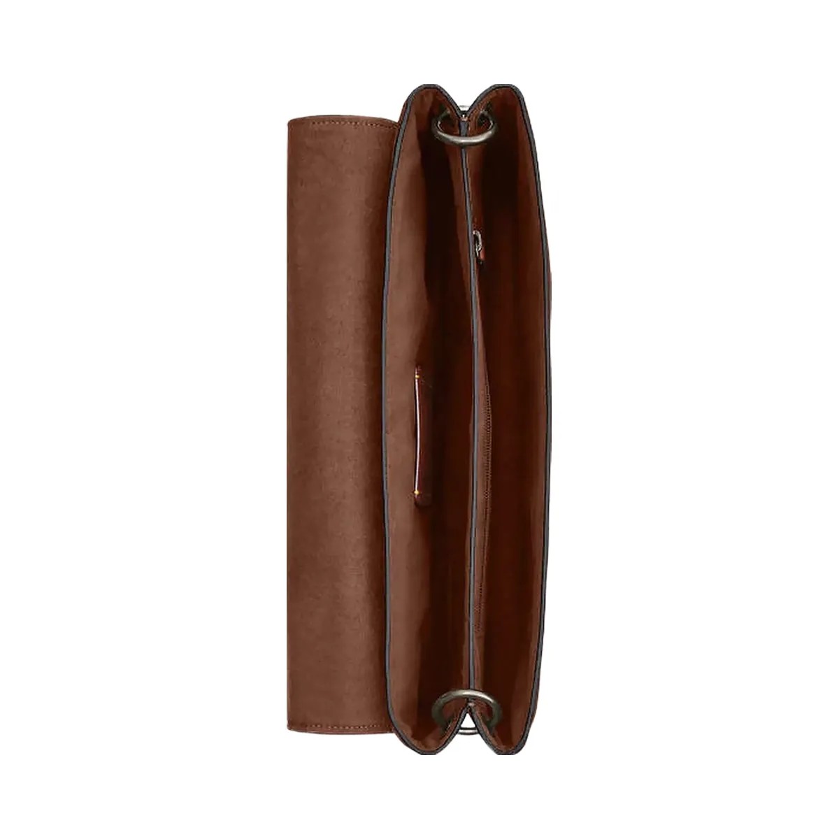 Coach Caleb Messenger Bag Pebbled Leather-Gunmetal-Saddle - HypeFly India View 4