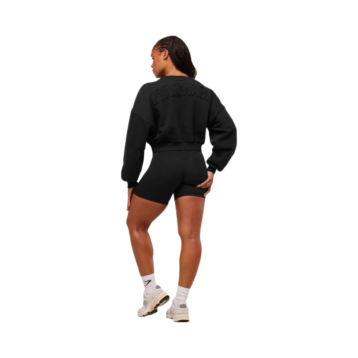 Gymshark Power Washed Sweat Top - Black/Acid Wash Small Ball - HypeFly India View 3