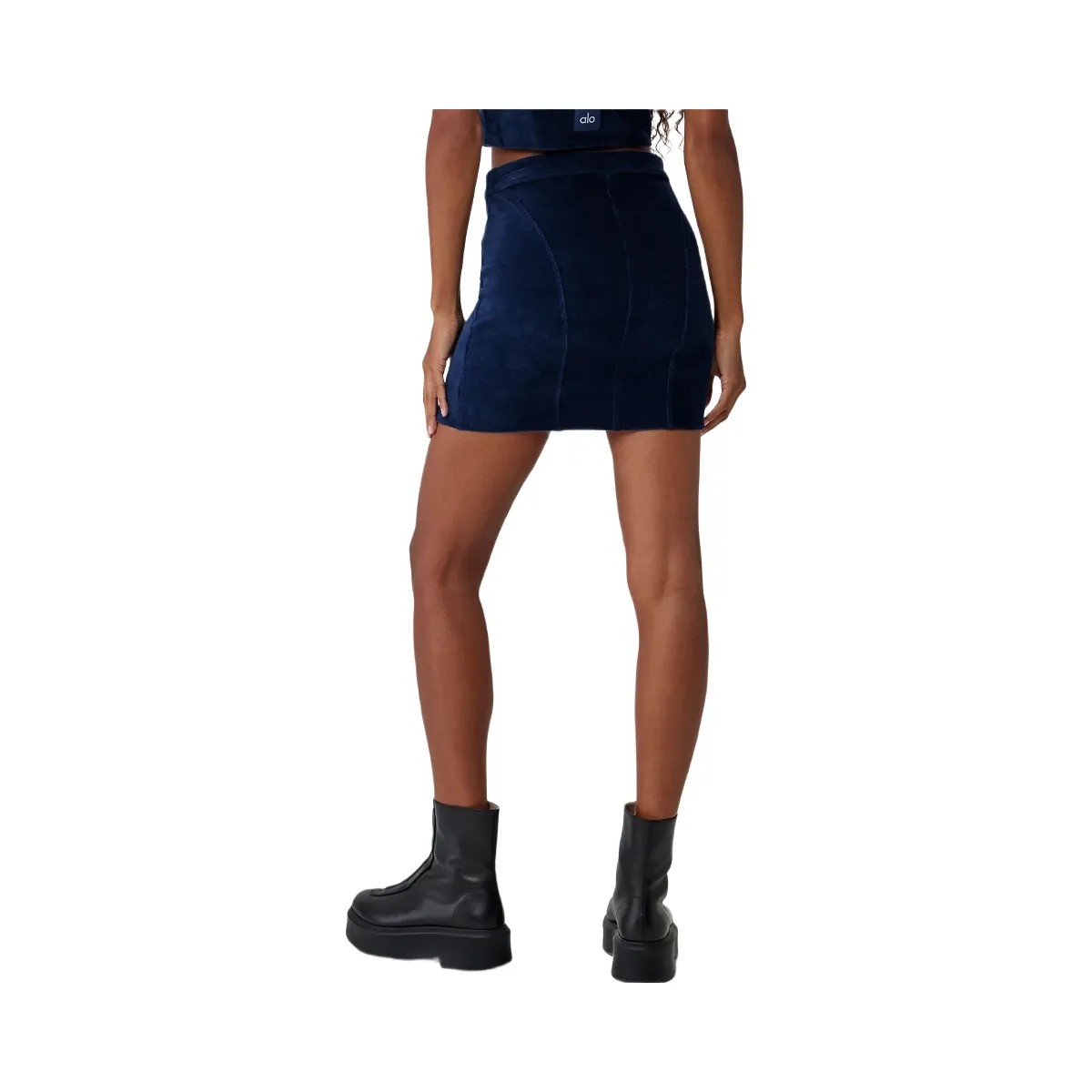 Alo Women's Micro Corduroy Winter Break Mini Skirt - Navy - HypeFly India View 2