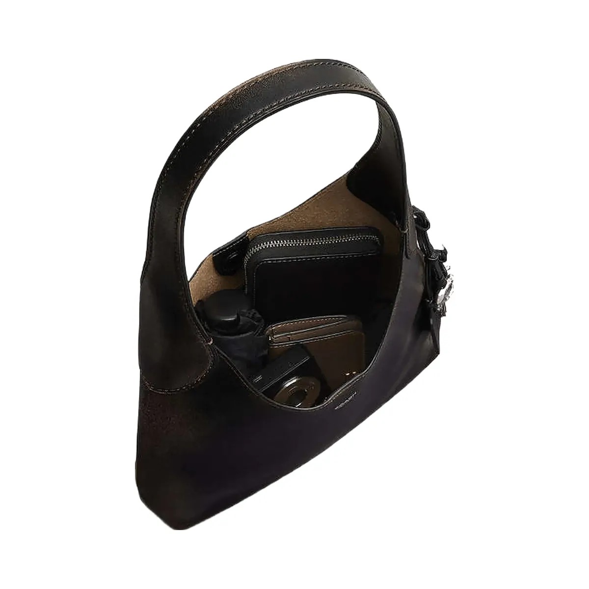 Coach Brooklyn Shoulder Bag 28 In Loved Leather Loved Leather-Silver-Black Brown - HypeFly India View 2