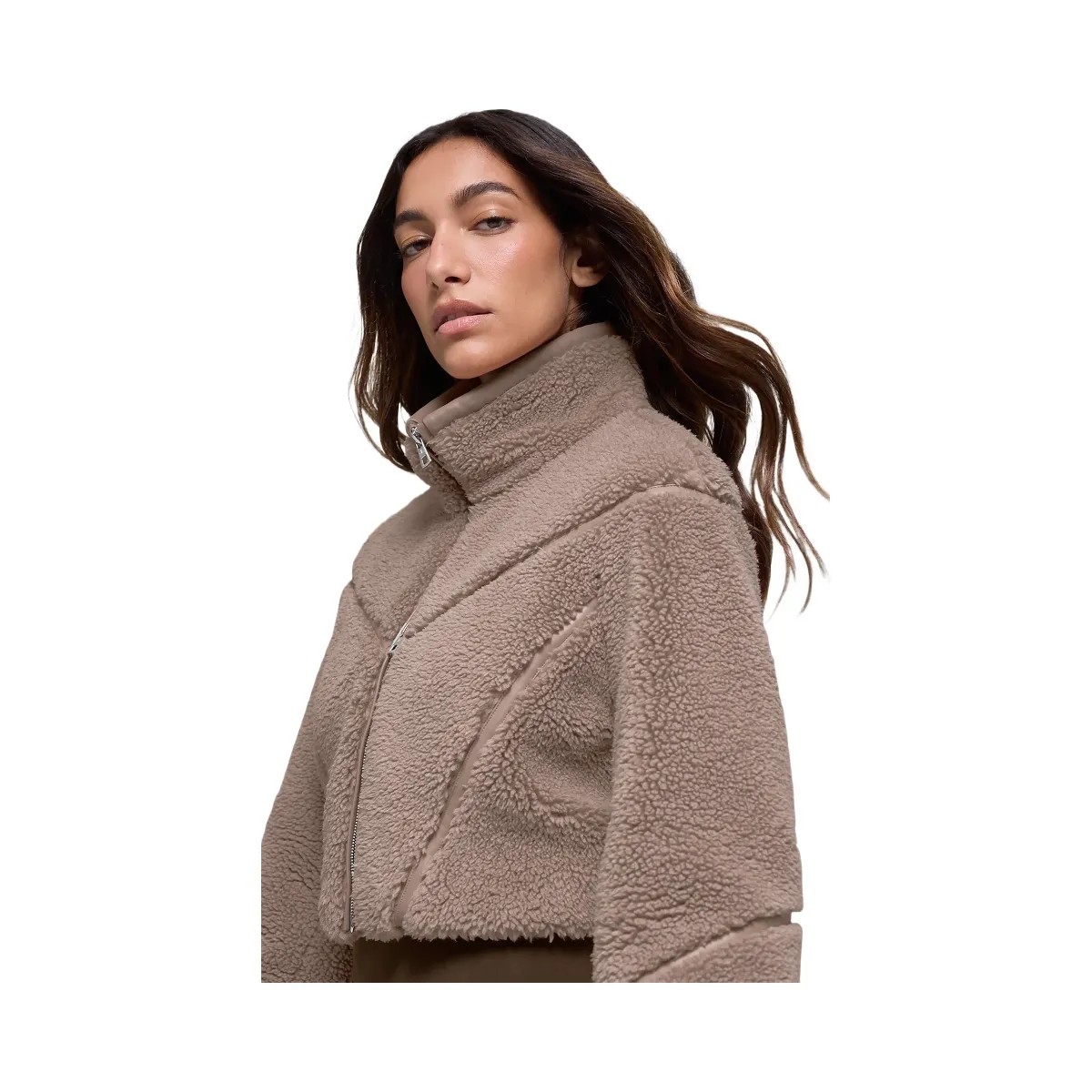 Alo Women's Sherpa Cropped Slope Side Jacket - Chai Latte - HypeFly India View 2