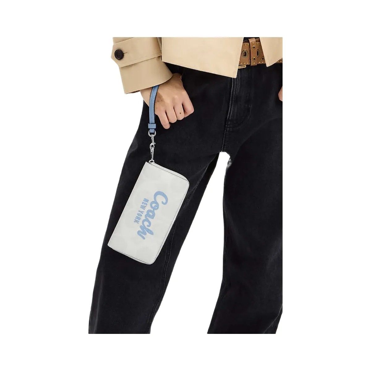 Coach Long Zip Around Wallet In Signature Canvas With Coach Graphic Sv-Chalk-Bluebell - HypeFly India View 1