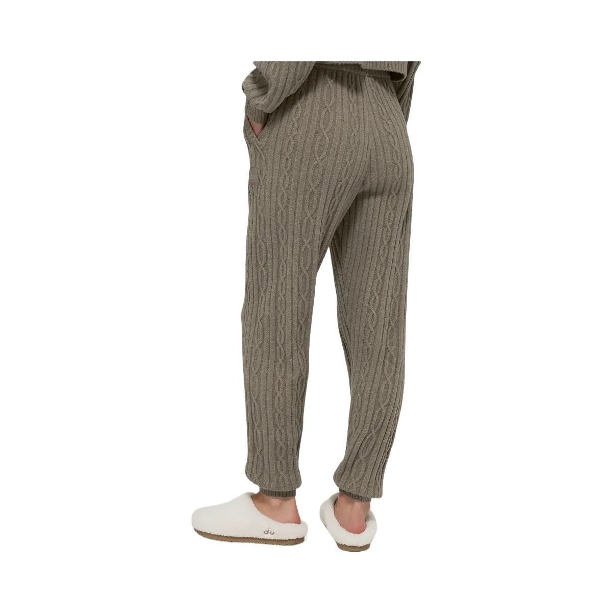 Alo Women's Cable Knit Winter Bliss Pant - Light Cocoa - HypeFly India View 3