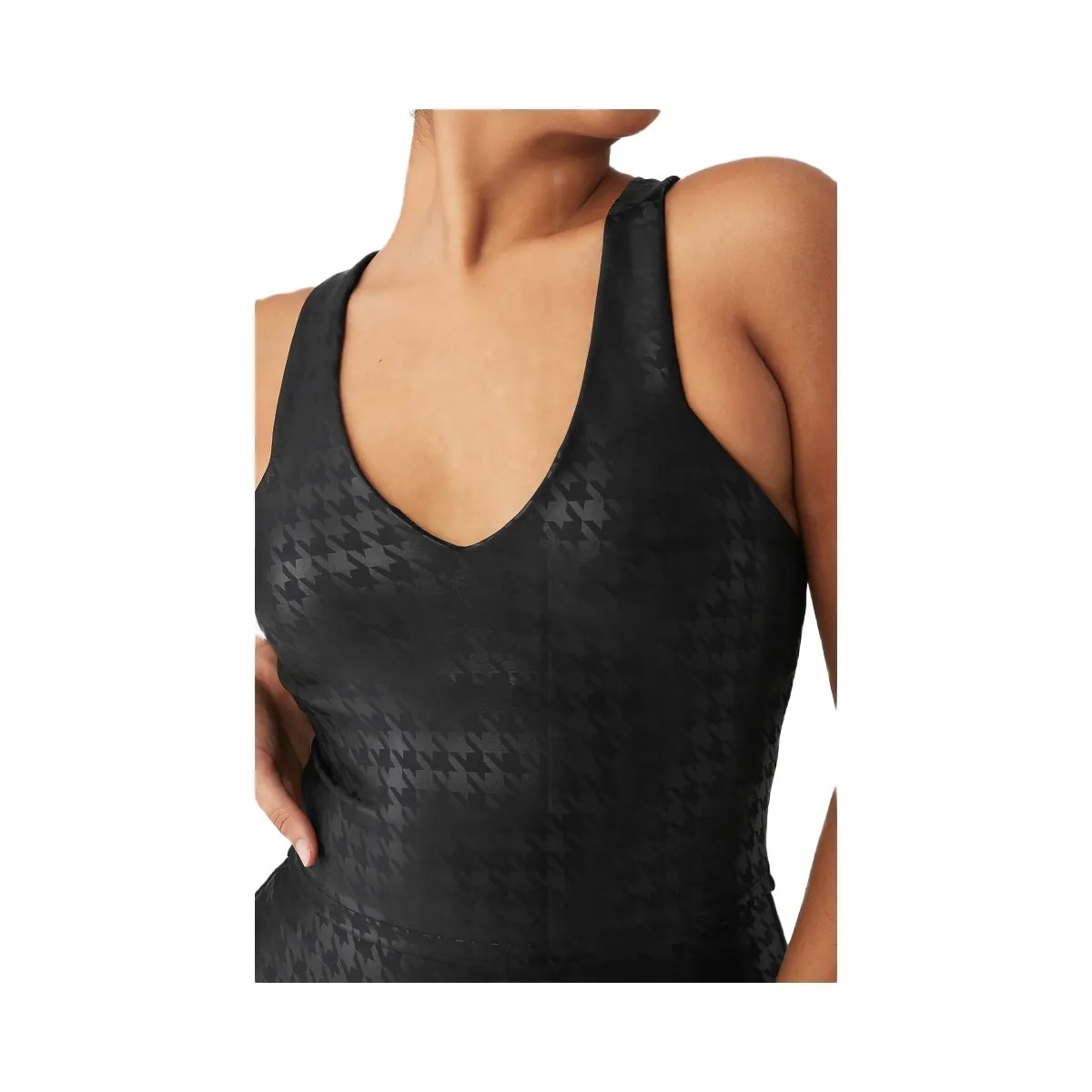 Alo Women's Airlift Glimmer Houndstooth Real Bra Tank - Black - HypeFly India View 3