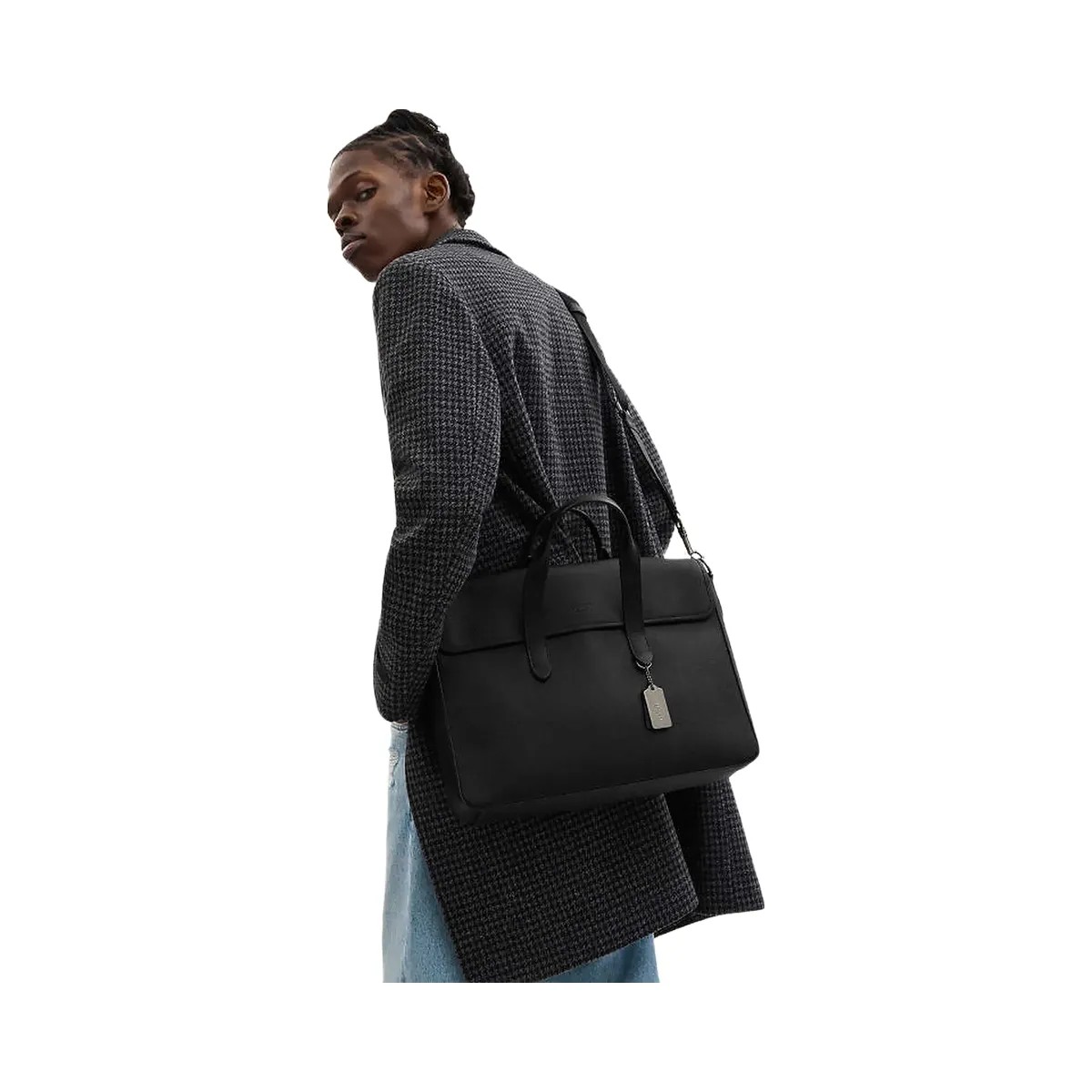 Coach Sullivan Portfolio Brief Pebbled Leather-Gunmetal-Black - HypeFly India View 3