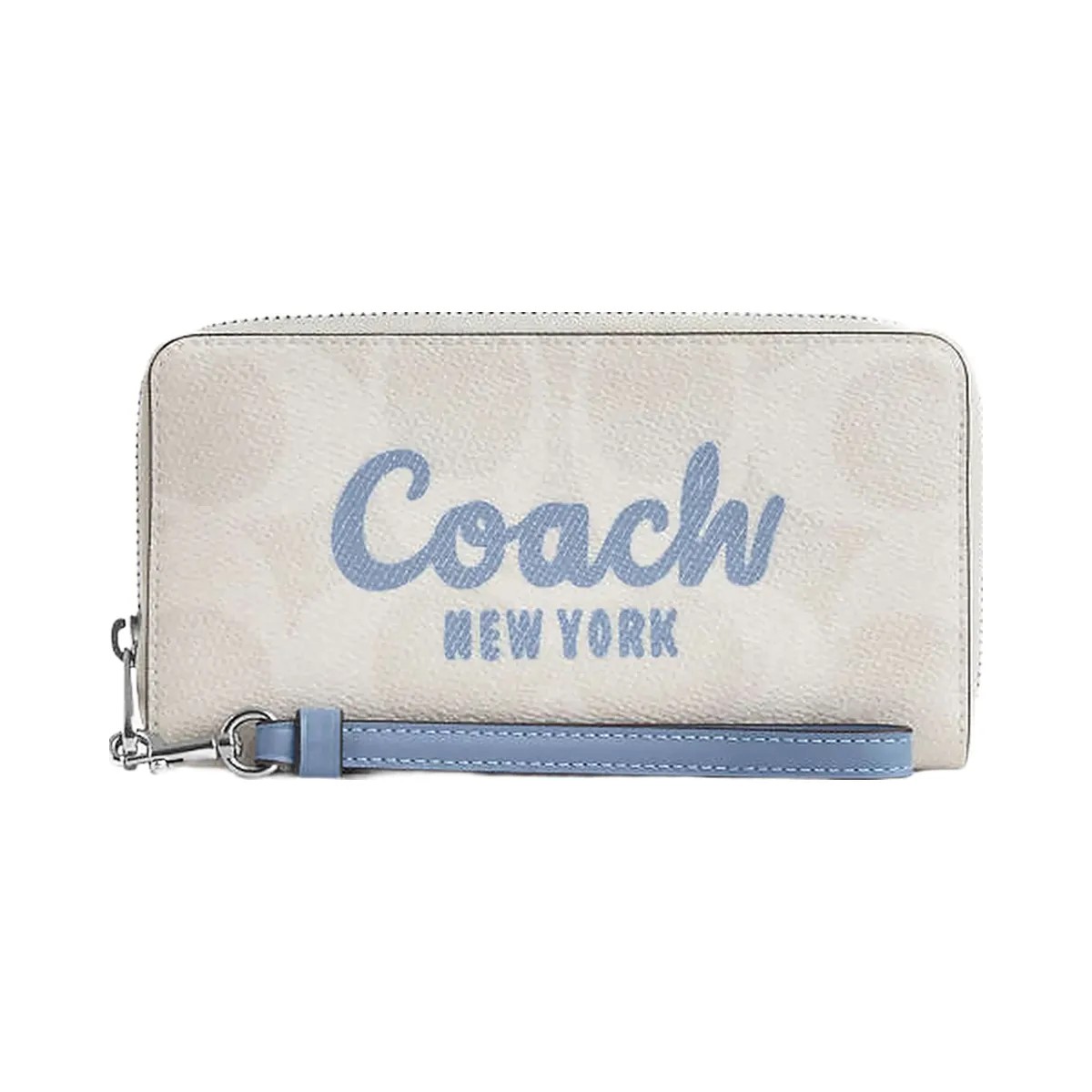 Coach Long Zip Around Wallet In Signature Canvas With Coach Graphic Sv-Chalk-Bluebell - HypeFly India View 3