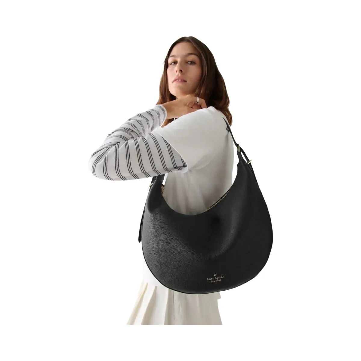 Kate Spade Nova Large Crescent Shoulder Bag Black - HypeFly India View 2