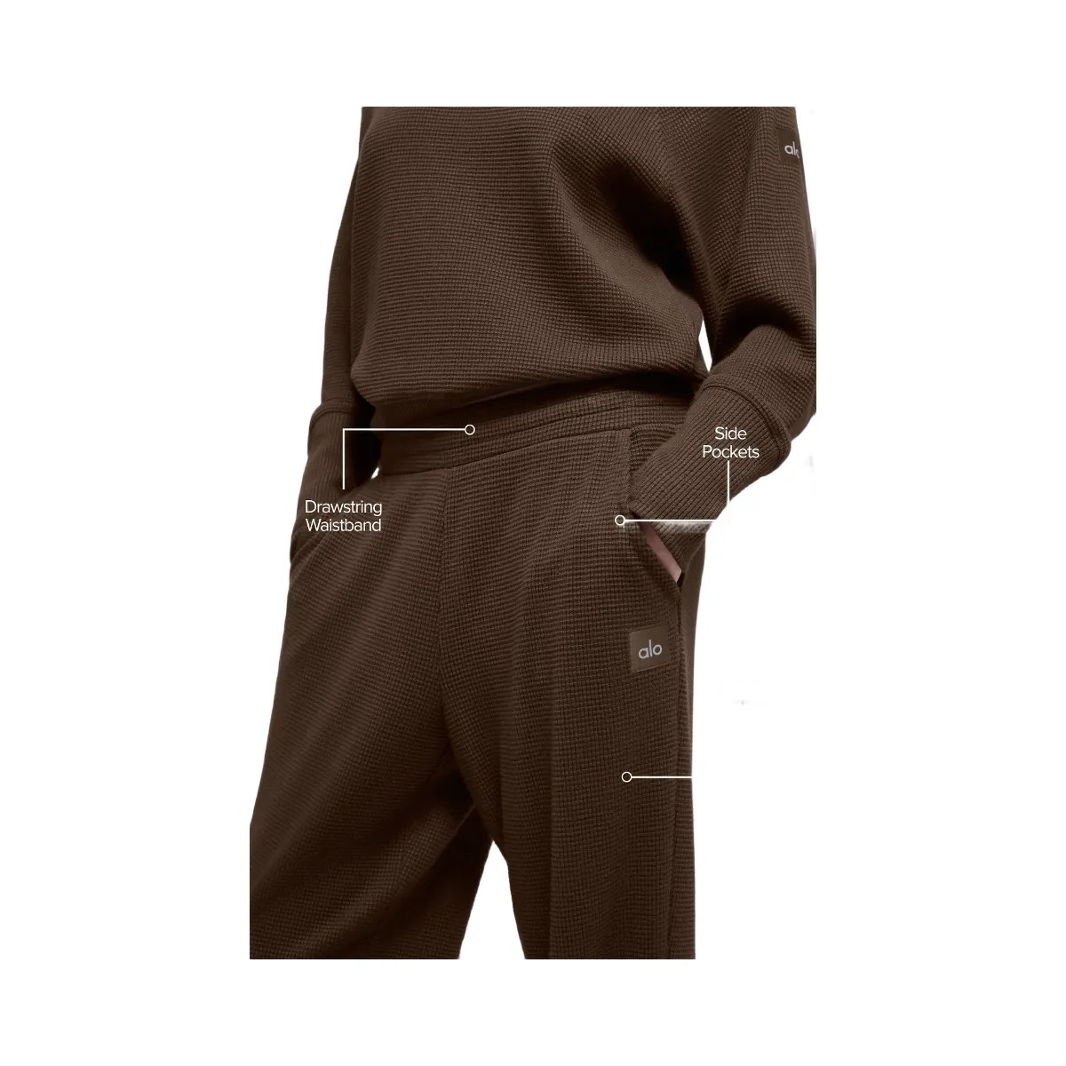 Alo Women's Waffle Weekend Escape Jogger - Espresso - HypeFly India View 2