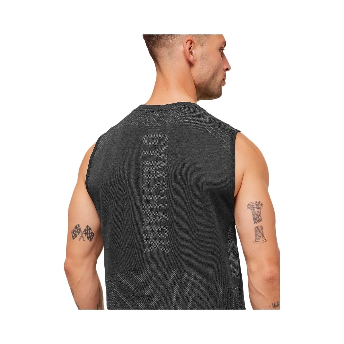Gymshark Lightweight Seamless Tank - Black/Silhouette Grey - HypeFly India View 6